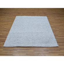 Load image into Gallery viewer, 6&#39;x6&#39; Pale Oak Gray, Hand Knotted Extra Soft Wool, Organic Sustainable Textile, Undyed Modern Tone on Tone Grass Design, Square Oriental Rug FWR478782