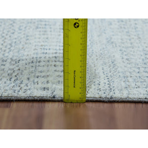 6'x6' Pale Oak Gray, Hand Knotted Extra Soft Wool, Organic Sustainable Textile, Undyed Modern Tone on Tone Grass Design, Square Oriental Rug FWR478782