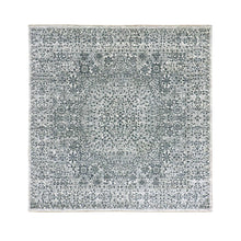 Load image into Gallery viewer, 6&#39;x6&#39; Moon Mist White, Mamluk Dynasty, Tone on Tone Design, Undyed 100% Wool, Hand Knotted, Square Oriental Rug FWR478788