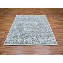 Load image into Gallery viewer, 6&#39;x6&#39; Moon Mist White, Mamluk Dynasty, Tone on Tone Design, Undyed 100% Wool, Hand Knotted, Square Oriental Rug FWR478788