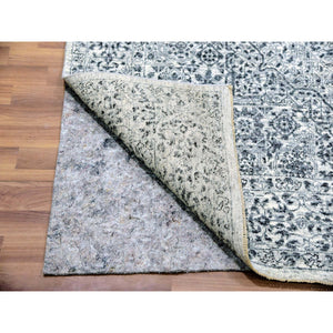 6'x6' Moon Mist White, Mamluk Dynasty, Tone on Tone Design, Undyed 100% Wool, Hand Knotted, Square Oriental Rug FWR478788