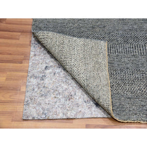 6'x6' Pediment Gray, Modern Grass With Plain Design, Shabby Chic, Soft Wool, Hand Knotted Organic Sustainable Textile, Tone On Tone, Oriental Square Rug FWR478794