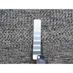 6'x6' Pediment Gray, Modern Grass With Plain Design, Shabby Chic, Soft Wool, Hand Knotted Organic Sustainable Textile, Tone On Tone, Oriental Square Rug FWR478794
