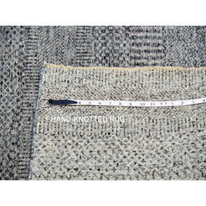 6'x6' Pediment Gray, Modern Grass With Plain Design, Shabby Chic, Soft Wool, Hand Knotted Organic Sustainable Textile, Tone On Tone, Oriental Square Rug FWR478794