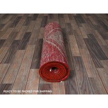 Load image into Gallery viewer, 2&#39;5&quot;x11&#39;10&quot; Imperial Red, Overdyed Vintage Persian Serab with Geometric Pattern, Shaved Down, Zero Pile, Sides and Ends Professionally Secured, Hand Knotted, Pure Wool, Narrow Runner, Oriental Rug Sh797 FWR4782