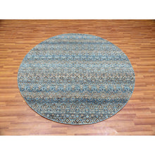 Load image into Gallery viewer, 6&#39;x5&#39;11&quot; Ocean Blue, 100% Plush Wool, Hand Knotted, Kohinoor Herat Small Geometric Repetitive Design, Round Oriental Rug FWR478812