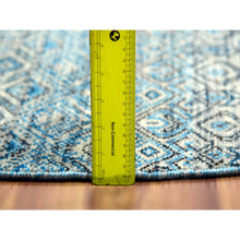 Load image into Gallery viewer, 6&#39;x5&#39;11&quot; Ocean Blue, 100% Plush Wool, Hand Knotted, Kohinoor Herat Small Geometric Repetitive Design, Round Oriental Rug FWR478812