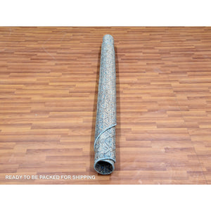 6'x6' Agreeable Gray, Broken and Erased Cypress Tree Design, Pure Wool, Hand Loomed, Round Oriental Rug FWR526278
