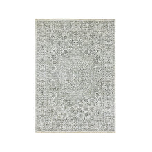 Load image into Gallery viewer, 5&#39;x7&#39;1&quot; Atrium White, Mamluk Design, Tone on Tone, Undyed Luxurious Wool, Hand Knotted, Denser Weave, Oriental Rug FWR478818