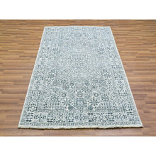 Load image into Gallery viewer, 4&#39;1&quot;x6&#39;2&quot; Cascading White, Mamluk Design, Tone On Tone, Undyed Luxurious Wool, Hand Knotted, Oriental Rug FWR478836