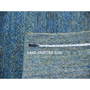 4'1"x6' Castleton Green, Kohinoor Herat, 100% Wool, Diamond Shape Repetitive Design, Borderless Hand Knotted, Tone On Tone, Oriental Rug FWR478842