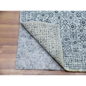 3'x5'3" Azureish White, Hand Knotted, Mamluk Design, Tone on Tone Design, Undyed 100% Wool, Oriental Rug FWR478860