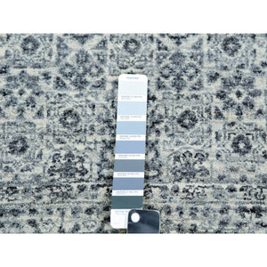 3'x5'3" Azureish White, Hand Knotted, Mamluk Design, Tone on Tone Design, Undyed 100% Wool, Oriental Rug FWR478860