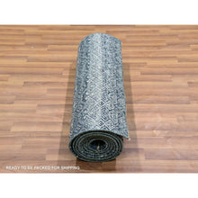 Load image into Gallery viewer, 2&#39;6&quot;x12&#39;2&quot; Coventry Gray, Soft To The Touch Natural Wool, Hand Knotted Kohinoor Herat And Diamond Shaped Small Geometric Repetitive Design, Tone On Tone, Runner Oriental Rug FWR478866