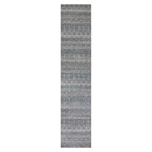 Load image into Gallery viewer, 2&#39;6&quot;x12&#39;2&quot; Distance Gray, Tone On Tone Hand Knotted, Kohinoor Herat Small Geometric Repetitive Diamond Pattern, 100% Plush Wool, Runner Oriental Rug FWR478872