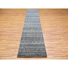Load image into Gallery viewer, 2&#39;6&quot;x12&#39;2&quot; Distance Gray, Tone On Tone Hand Knotted, Kohinoor Herat Small Geometric Repetitive Diamond Pattern, 100% Plush Wool, Runner Oriental Rug FWR478872