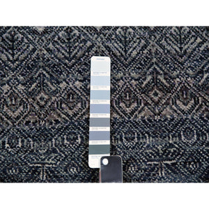 2'6"x12'2" Distance Gray, Tone On Tone Hand Knotted, Kohinoor Herat Small Geometric Repetitive Diamond Pattern, 100% Plush Wool, Runner Oriental Rug FWR478872