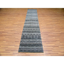 Load image into Gallery viewer, 2&#39;7&quot;x10&#39;1&quot; Hale Navy Gray, Kohinoor Herat Small Geometric Repetitive Diamond Design, 100% Plush Wool, Tone On Tone, Hand Knotted, Runner Oriental Rug FWR478878
