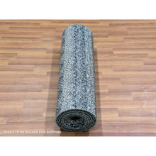 Load image into Gallery viewer, 2&#39;7&quot;x10&#39;1&quot; Hale Navy Gray, Kohinoor Herat Small Geometric Repetitive Diamond Design, 100% Plush Wool, Tone On Tone, Hand Knotted, Runner Oriental Rug FWR478878