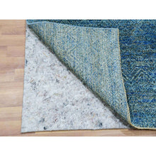 Load image into Gallery viewer, 2&#39;6&quot;x12&#39; Forest Green, 100% Plush Wool, Tone On Tone, Hand Knotted, Kohinoor Herat Small Geometric Repetitive Design, Runner Oriental Rug FWR478908