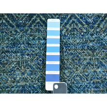 Load image into Gallery viewer, 2&#39;6&quot;x12&#39; Forest Green, 100% Plush Wool, Tone On Tone, Hand Knotted, Kohinoor Herat Small Geometric Repetitive Design, Runner Oriental Rug FWR478908