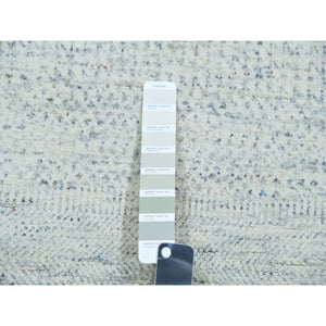 2'6"x8'1" Mindful Gray, 100% Undyed Wool Hand Knotted, Tone On Tone, Modern Grass Design, Oriental Runner Rug FWR478920