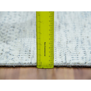 2'6"x8'1" Mindful Gray, 100% Undyed Wool Hand Knotted, Tone On Tone, Modern Grass Design, Oriental Runner Rug FWR478920