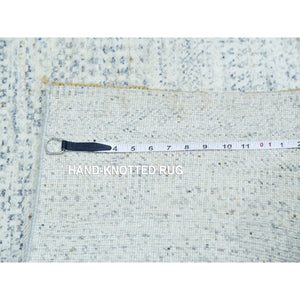 2'6"x8'1" Mindful Gray, 100% Undyed Wool Hand Knotted, Tone On Tone, Modern Grass Design, Oriental Runner Rug FWR478920