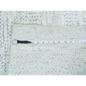 2'6"x8' Repose Gray, Modern Hand Knotted Undyed Organic Wool Grass Design, Tone On Tone, Organic Sustainable Textile, Runner Oriental Rug FWR478926