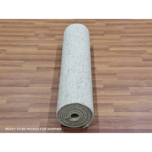 2'6"x8' Repose Gray, Modern Hand Knotted Undyed Organic Wool Grass Design, Tone On Tone, Organic Sustainable Textile, Runner Oriental Rug FWR478926