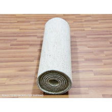 Load image into Gallery viewer, 2&#39;7&quot;x12&#39; Aloof And Smoke Gray, Tone On Tone, Modern  Undyed Grass Design, All Wool, Hand Knotted, Runner Oriental Rug FWR478968