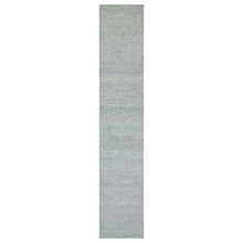 Load image into Gallery viewer, 2&#39;7&quot;x13&#39;9&quot; Owl Gray, Tone On Tone Hand Knotted Grass Design, Modern Shabby Chic Undyed Pure Shiny Wool, Oriental Runner Rug FWR478974