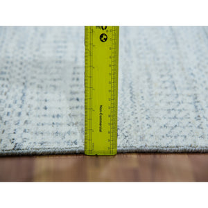 2'7"x13'9" Owl Gray, Tone On Tone Hand Knotted Grass Design, Modern Shabby Chic Undyed Pure Shiny Wool, Oriental Runner Rug FWR478974