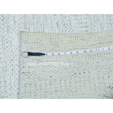 Load image into Gallery viewer, 2&#39;7&quot;x13&#39;9&quot; Owl Gray, Tone On Tone Hand Knotted Grass Design, Modern Shabby Chic Undyed Pure Shiny Wool, Oriental Runner Rug FWR478974