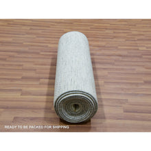 Load image into Gallery viewer, 2&#39;5&quot;x15&#39;10&quot; Stonington Gray, Modern Hand Knotted Borderless, Plain Undyed 100% Wool, Grass Design, Xl Runner Oriental Rug FWR478980