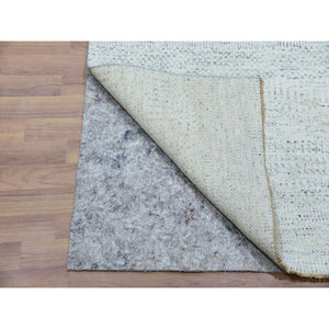 2'8"x17'10" Alaskan Husky Gray, Undyed Organic Sustainable Textile, Hand Knotted Grass Design, Modern, Tone On Tone, Oriental XL Runner Rug FWR478986