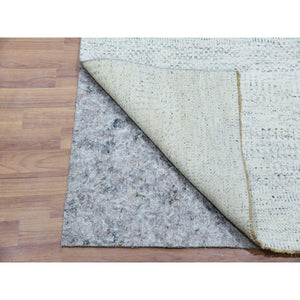 2'5"x21'9" Moonshine Gray, Borderless Modern Grass Design, Undyed, Tone On Tone, Hand Knotted Organic Wool, XL Runner Oriental Rug FWR478992