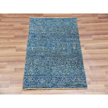 Load image into Gallery viewer, 2&#39;x3&#39; Jade Green, 100% Wool, Tone on Tone, Diamond Shape Repetitive Design, Kohinoor Herat, Borderless Hand Knotted, Oriental Rug FWR479016