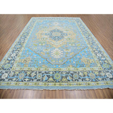 Load image into Gallery viewer, 10&#39;2&quot;x14&#39;3&quot; Dawn Blue With Whipple Blue Corners, Elegant Soft Wool, Heriz Fabuloso With Central Medallion, Natural Dyes, Hand Knotted Oriental Rug FWR479082