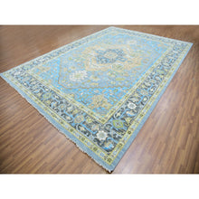 Load image into Gallery viewer, 10&#39;2&quot;x14&#39;3&quot; Dawn Blue With Whipple Blue Corners, Elegant Soft Wool, Heriz Fabuloso With Central Medallion, Natural Dyes, Hand Knotted Oriental Rug FWR479082