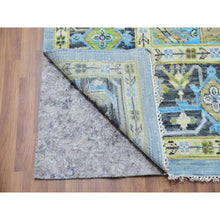 Load image into Gallery viewer, 10&#39;2&quot;x14&#39;3&quot; Dawn Blue With Whipple Blue Corners, Elegant Soft Wool, Heriz Fabuloso With Central Medallion, Natural Dyes, Hand Knotted Oriental Rug FWR479082