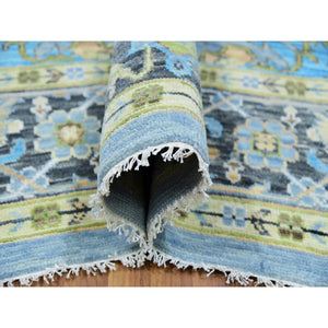 10'2"x14'3" Dawn Blue With Whipple Blue Corners, Elegant Soft Wool, Heriz Fabuloso With Central Medallion, Natural Dyes, Hand Knotted Oriental Rug FWR479082