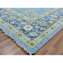 Load image into Gallery viewer, 10&#39;2&quot;x14&#39;3&quot; Dawn Blue With Whipple Blue Corners, Elegant Soft Wool, Heriz Fabuloso With Central Medallion, Natural Dyes, Hand Knotted Oriental Rug FWR479082