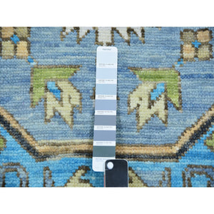 10'2"x14'3" Dawn Blue With Whipple Blue Corners, Elegant Soft Wool, Heriz Fabuloso With Central Medallion, Natural Dyes, Hand Knotted Oriental Rug FWR479082