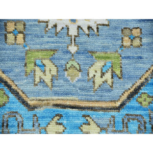 10'2"x14'3" Dawn Blue With Whipple Blue Corners, Elegant Soft Wool, Heriz Fabuloso With Central Medallion, Natural Dyes, Hand Knotted Oriental Rug FWR479082