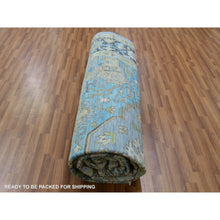 Load image into Gallery viewer, 10&#39;2&quot;x14&#39;3&quot; Dawn Blue With Whipple Blue Corners, Elegant Soft Wool, Heriz Fabuloso With Central Medallion, Natural Dyes, Hand Knotted Oriental Rug FWR479082