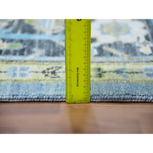 10'2"x14'3" Dawn Blue With Whipple Blue Corners, Elegant Soft Wool, Heriz Fabuloso With Central Medallion, Natural Dyes, Hand Knotted Oriental Rug FWR479082