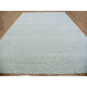 11'10"x15' Chrome Gray, Modern Grass Design, Natural Wool, Hand Knotted, Tone On Tone, Oriental Rug FWR479184