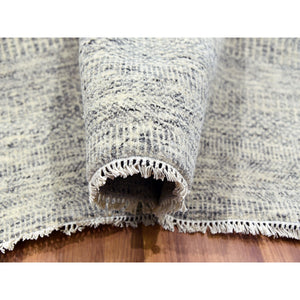 12'x15' Storm Gray, Undyed Natural Wool, Tone On Tone, Hand Knotted, Modern Grass Design, Oversized Oriental Rug FWR479190