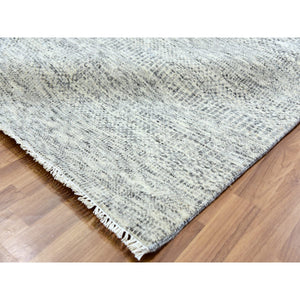 12'x15' Storm Gray, Undyed Natural Wool, Tone On Tone, Hand Knotted, Modern Grass Design, Oversized Oriental Rug FWR479190